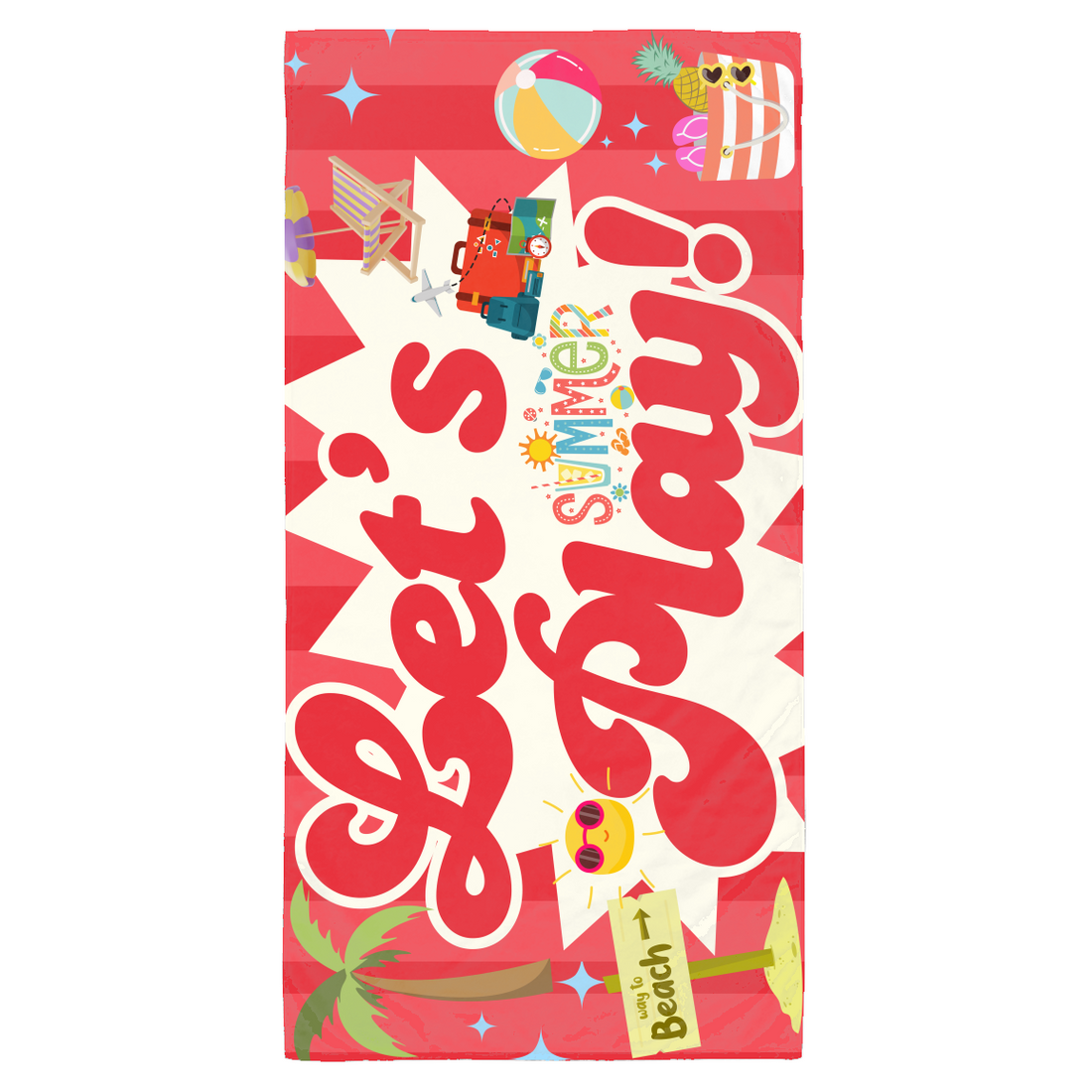 Retro Let's Play Summer Fun Beach Towel