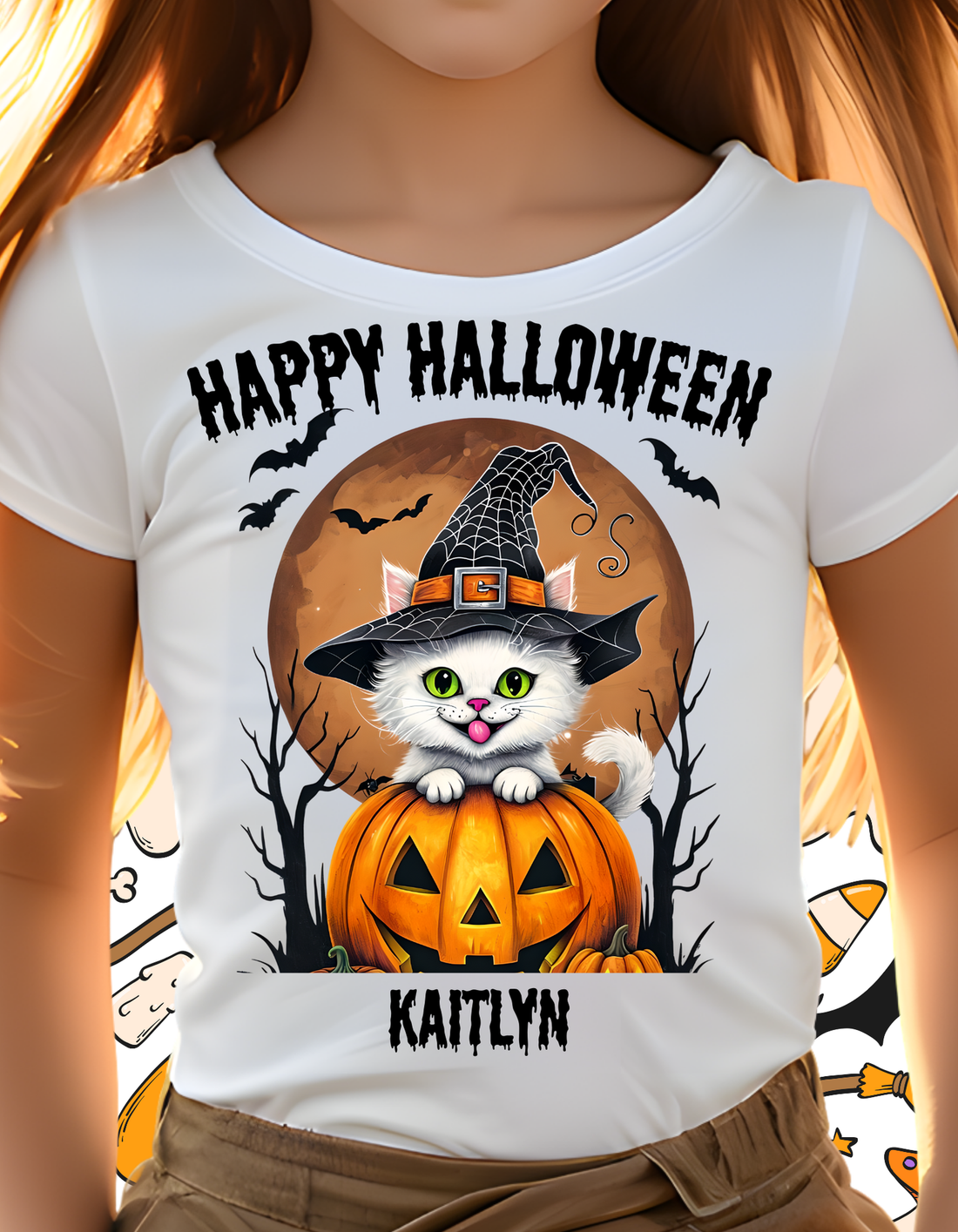 Personalized "Happy Halloween" Kids Tee & Tote Bag