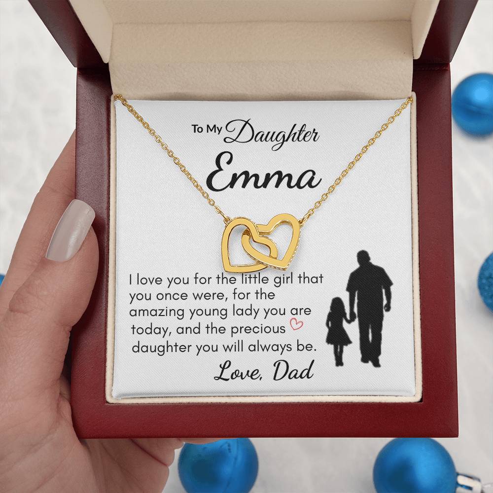 Personalize Hearts Necklace for Daughter, Birthday Gift for Her, Dad to Daughter Jewelry