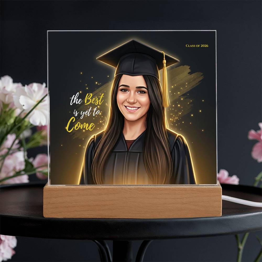 Custom Graduation Photo Plaque, Personalized Grad Gift 2026, LED Acrylic Plaque, Daughter Graduation Gift, Floral or Gold Style Keepsake