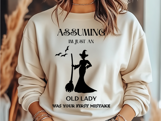 Fun Witch-Themed Graphic "Your First Mistake" Sweatshirt