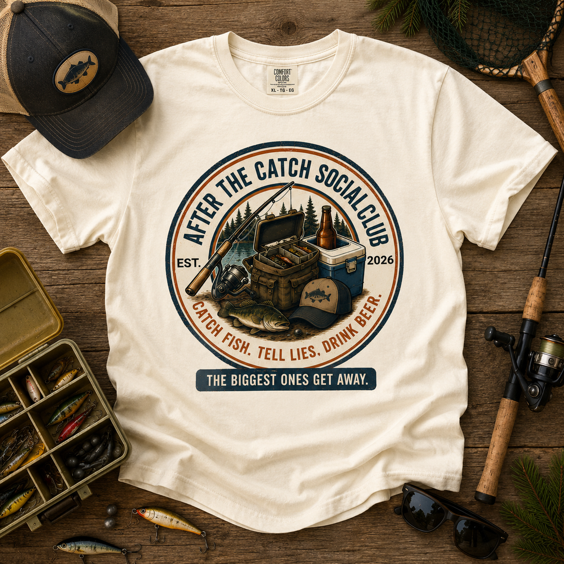 After the Catch Social Club Shirt | Comfort Colors Fishing Tee & Matching Hat | Fisherman Gift | Fishing Club Apparel | Lake Weekend Shirt