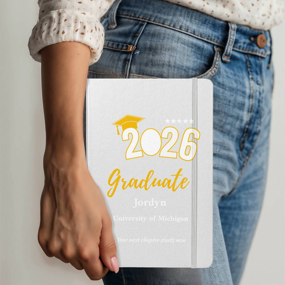 Personalized Graduation Journal – Custom Class of 2026 Notebook – Graduate Gift with Name & School – Senior Keepsake Ambassador Bound Journal