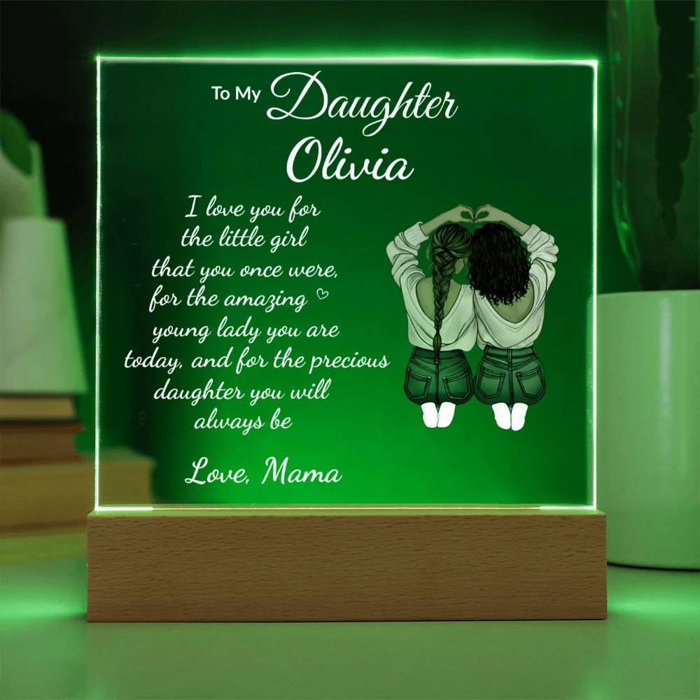 Personalized Acrylic Plaque with LED Base, Customizable Gift for Daughter, Premium Acrylic Nite Light