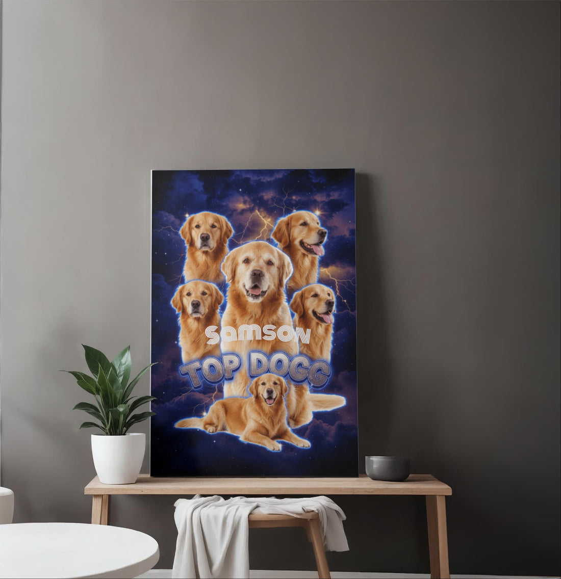 Custom Pet Portrait Canvas – Personalized Dog & Cat Wall Art | Bootleg Style Pet Collage | Unique Gift for Pet Lovers