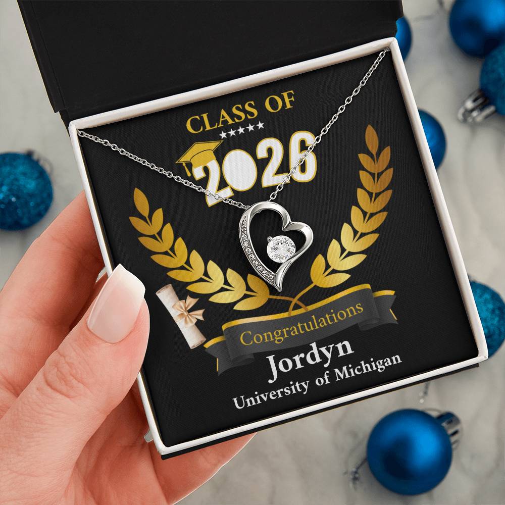 Personalized Graduation Necklace Gift for Her, Class of 2026 Senior Gift, Congrats Graduate Keepsake Necklace