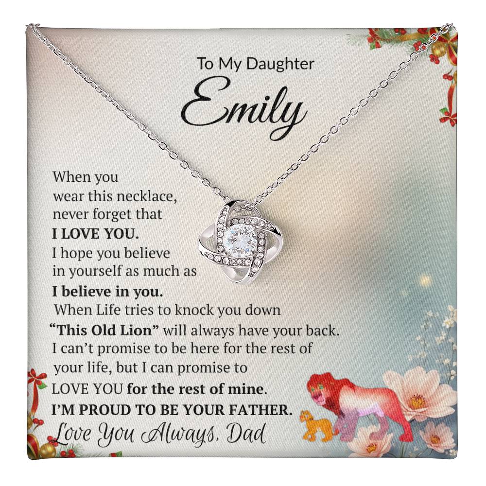 To My Daughter Love Knot Necklace, Love Dad! Beautiful Gift for Daughter!