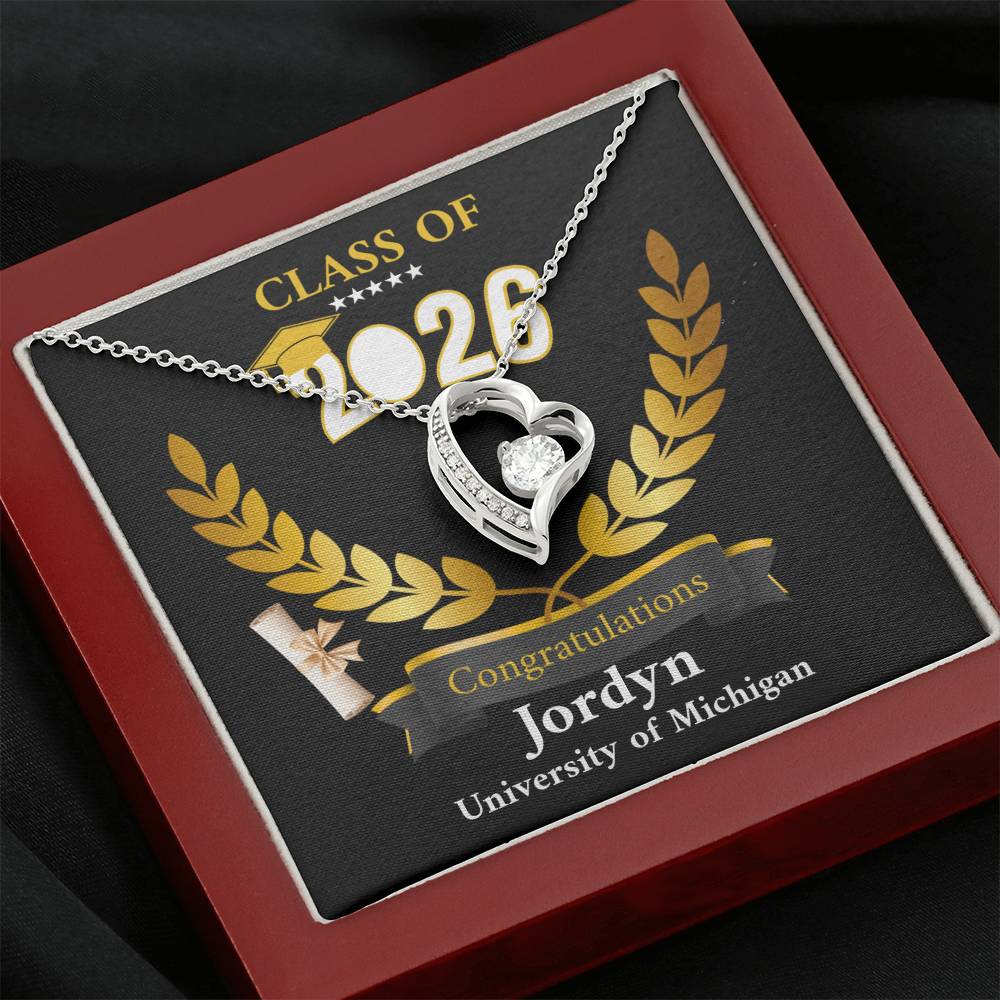 Personalized Graduation Necklace Gift for Her, Class of 2026 Senior Gift, Congrats Graduate Keepsake Necklace