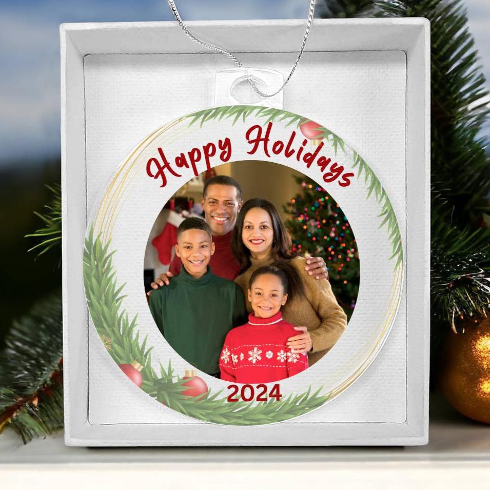 Personalized "Happy Holidays" Photo Acrylic Ornament!