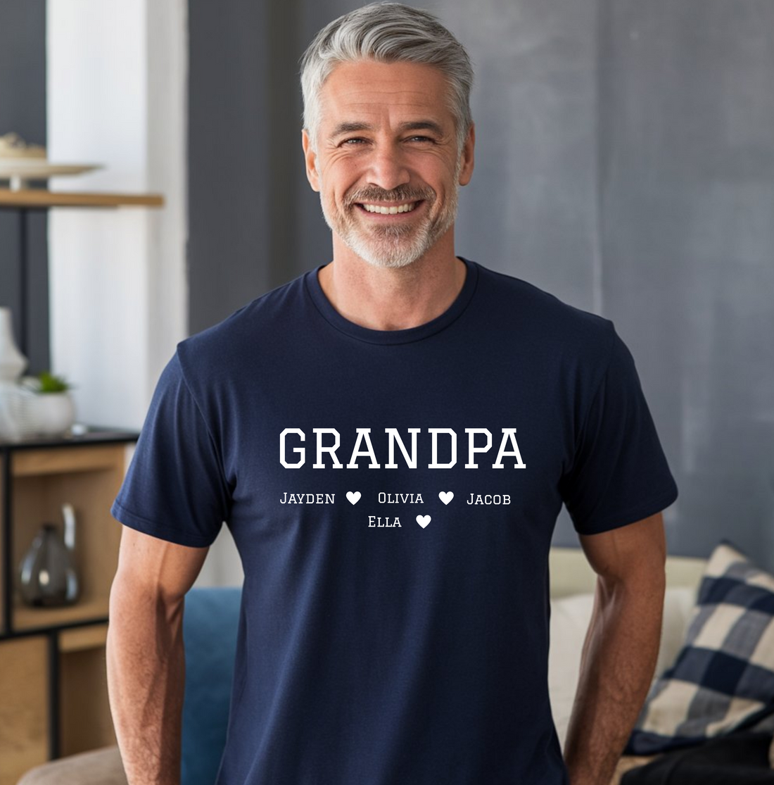 Custom Grandpa Shirt with Grandkids Names, Customized Father's Day Gift for Grandparent
