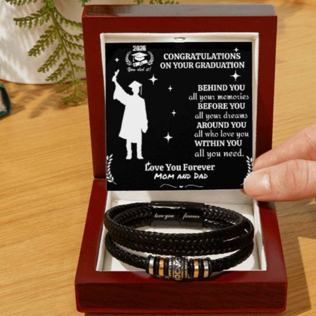 Personalized To My Son "Congrats on Your Graduation Day" Men's Love You Forever Bracelet