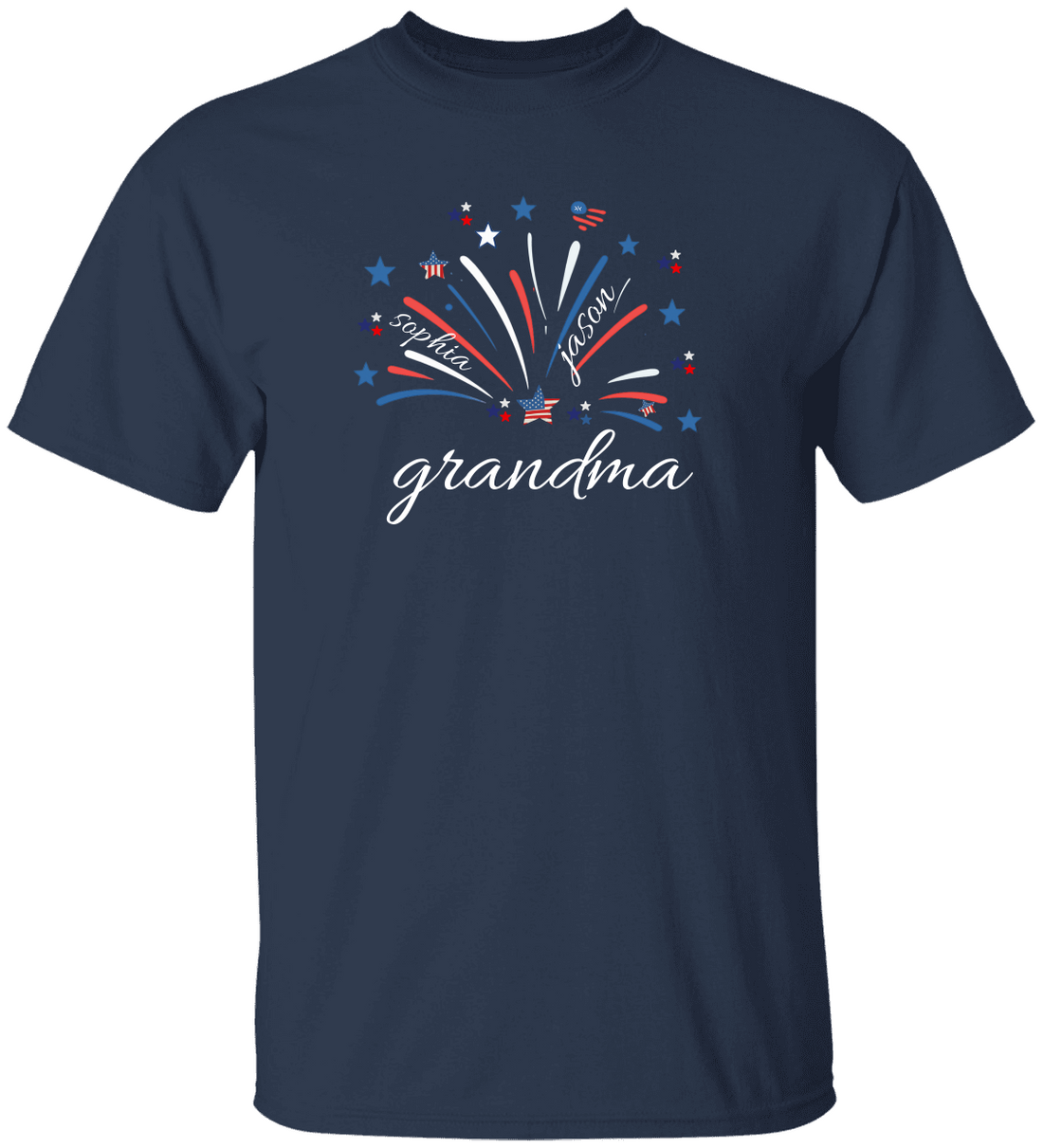 4th of July Grandma, Mom, Grandpa T Shirt, Custom Patriotic Grandma Shirt with Kids names