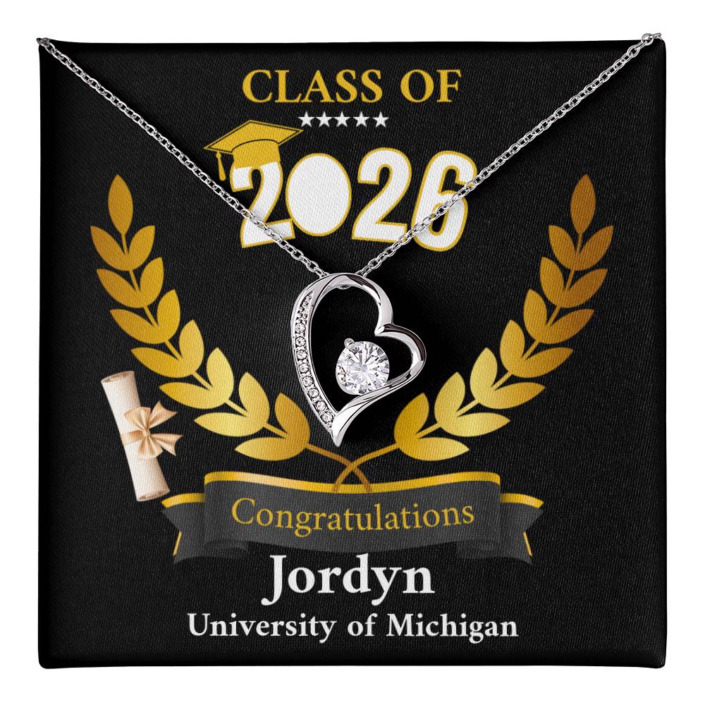 Personalized Graduation Necklace Gift for Her, Class of 2026 Senior Gift, Congrats Graduate Keepsake Necklace