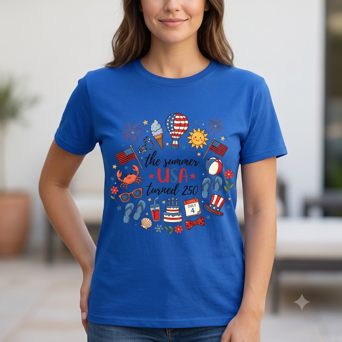 USA 250th Anniversary Shirt, Patriotic Summer T-Shirt, July 4th Celebration Tee, Independence Day Graphic, Red Cotton Tee
