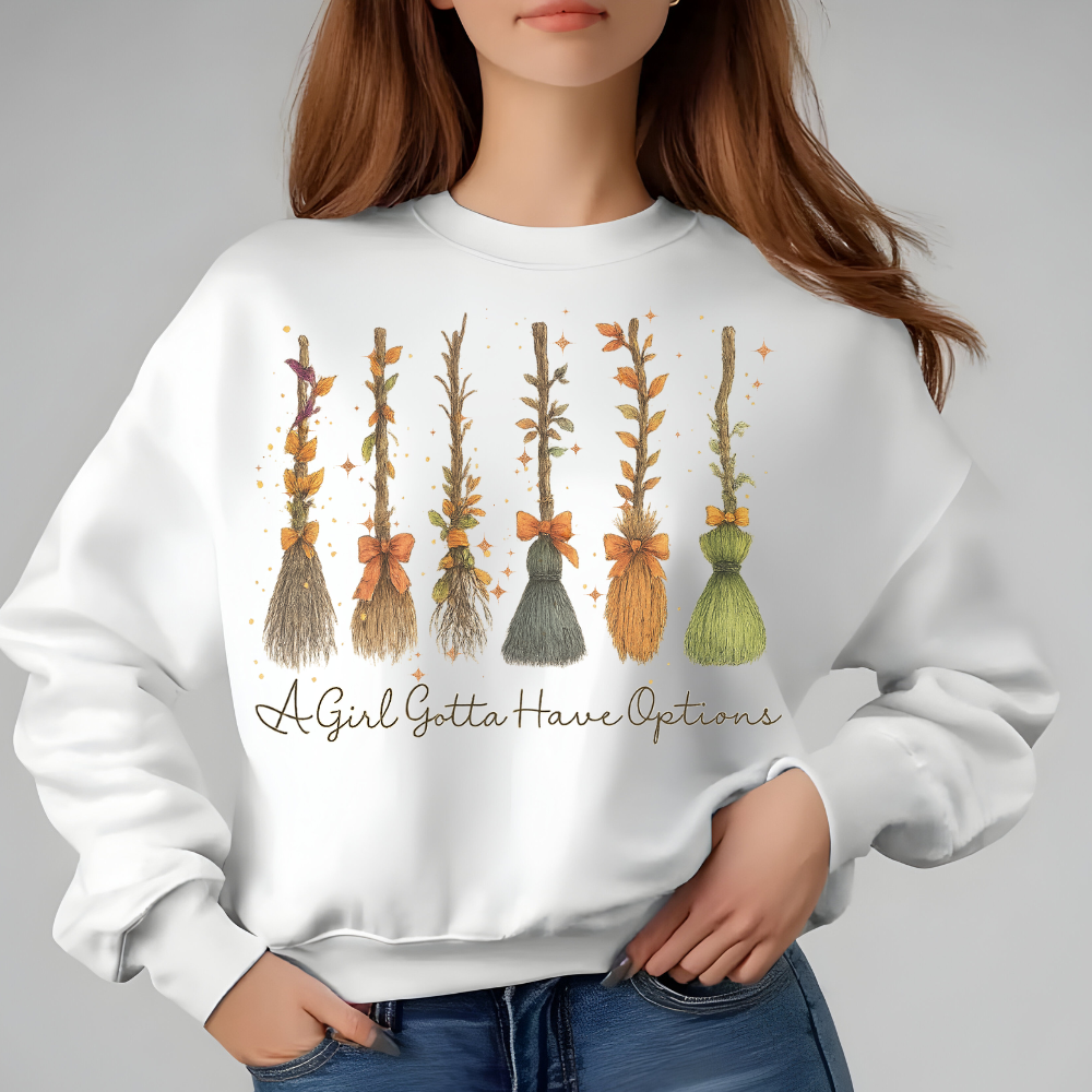 A Girl Gotta Have Options Retro Halloween Crewneck Pullover Sweatshirt