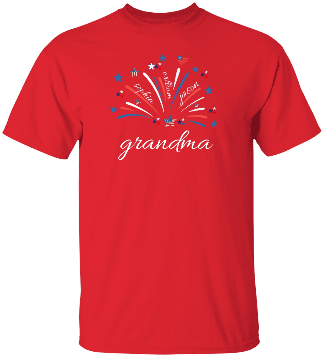 4th of July Grandma, Mom, Grandpa T Shirt, Custom Patriotic Grandma Shirt with Kids names