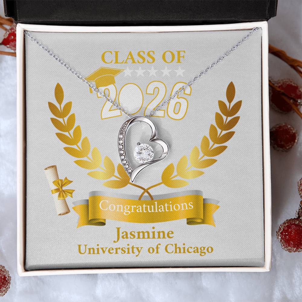 Personalized Graduation Necklace Gift for Her, Class of 2026 Senior Gift, Congrats Graduate Keepsake Necklace