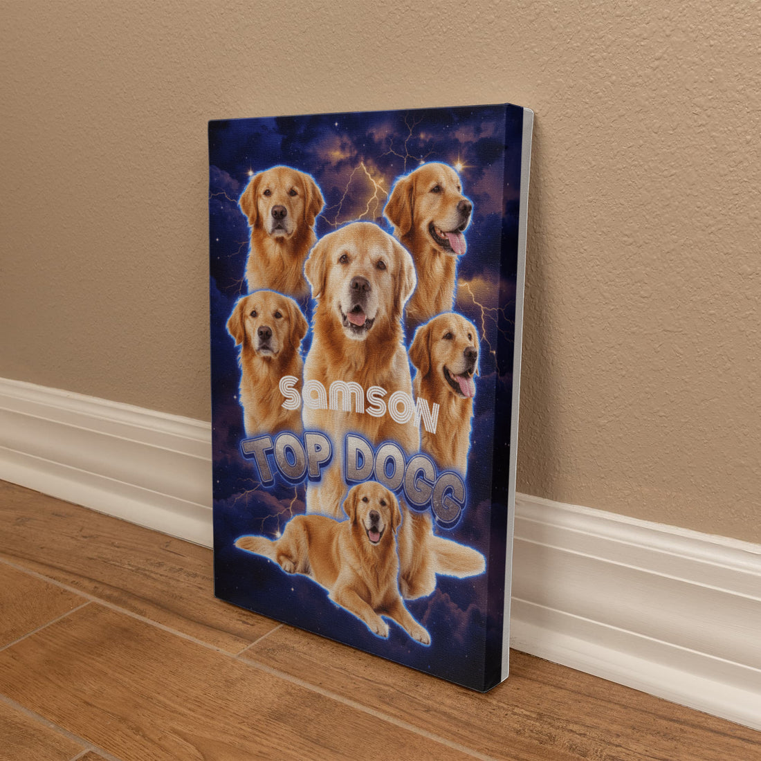 Custom Pet Portrait Canvas – Personalized Dog & Cat Wall Art | Bootleg Style Pet Collage | Unique Gift for Pet Lovers