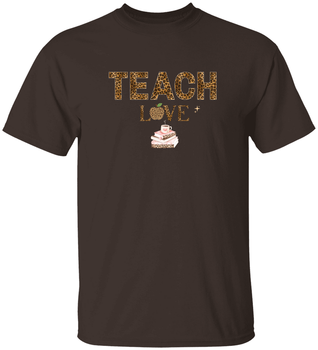 Teach Love Leopard Print Teacher Shirt – Cute Teacher Appreciation T-Shirt, Classroom Gift for Teachers, Back to School Teacher Tee