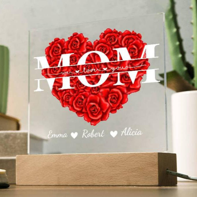Personalize Mom "We Love You" Acrylic Square Plaque!