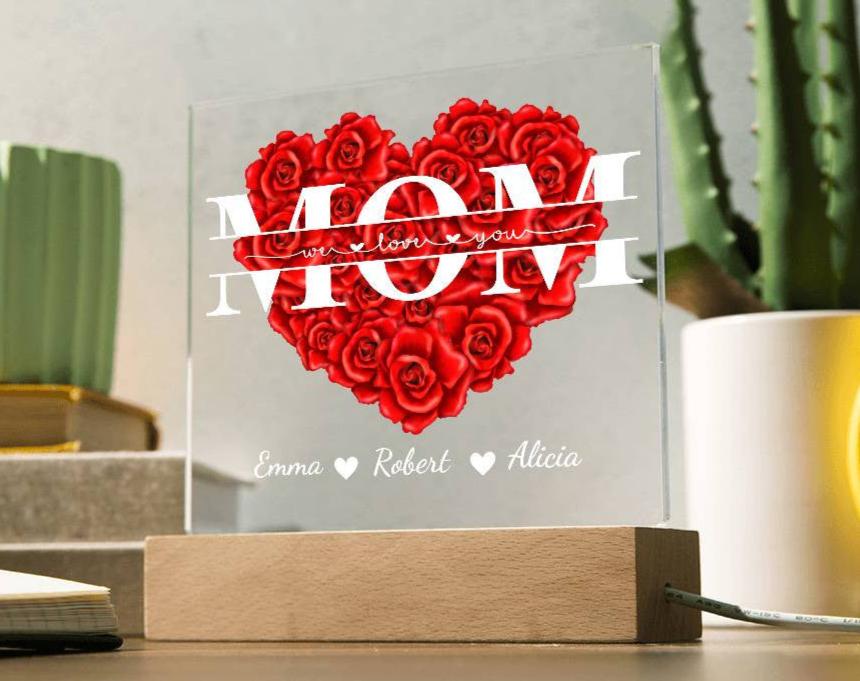 Personalize Mom "We Love You" Acrylic Square Plaque!