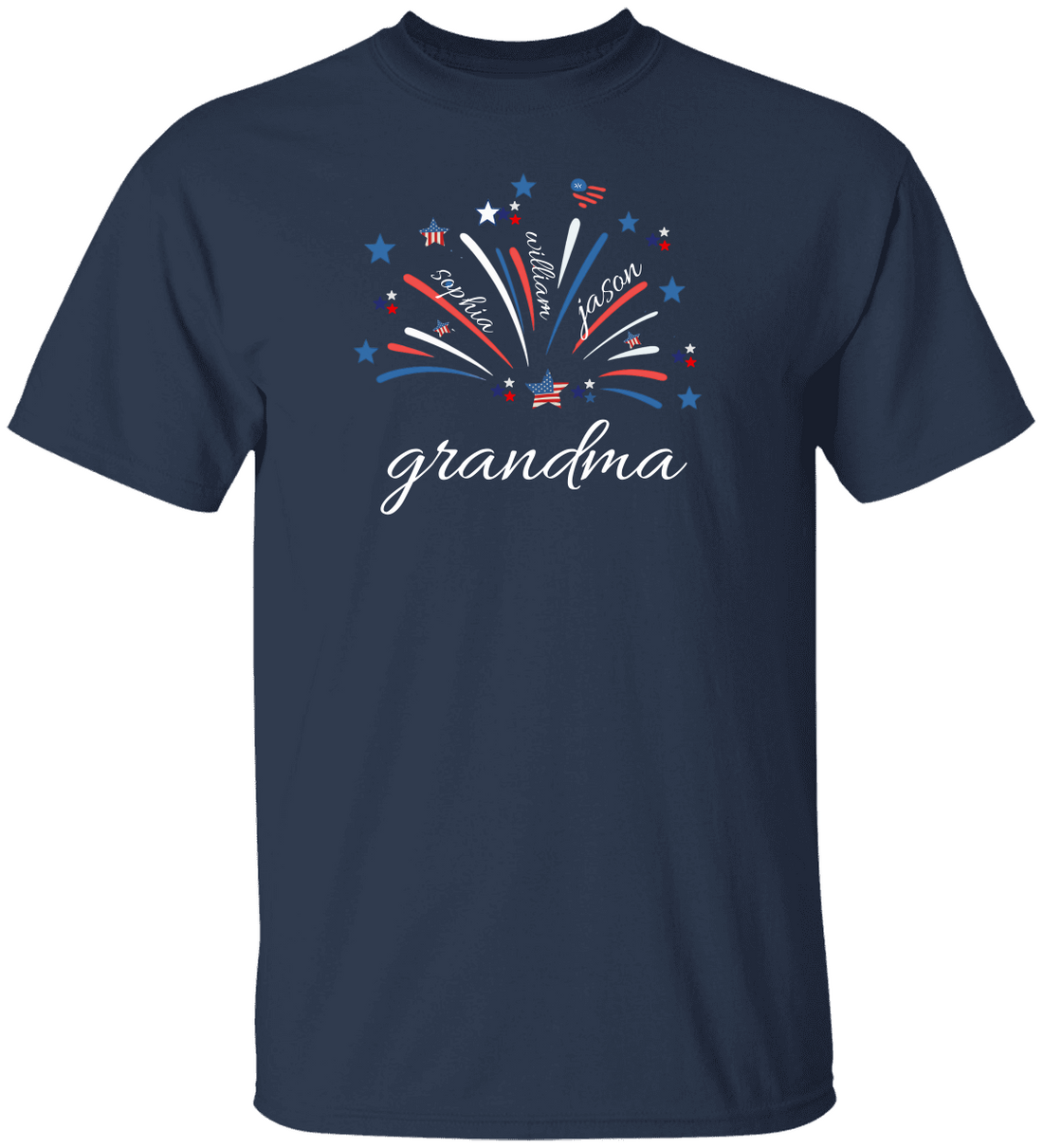 4th of July Grandma, Mom, Grandpa T Shirt, Custom Patriotic Grandma Shirt with Kids names