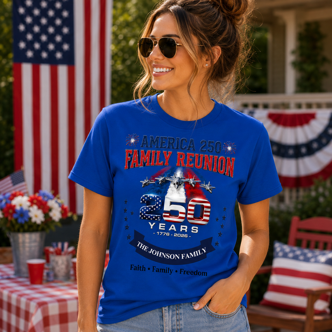 Family Reunion Shirt, America 250 Years Tee, Personalized Family Gathering Top, US Celebration Apparel
