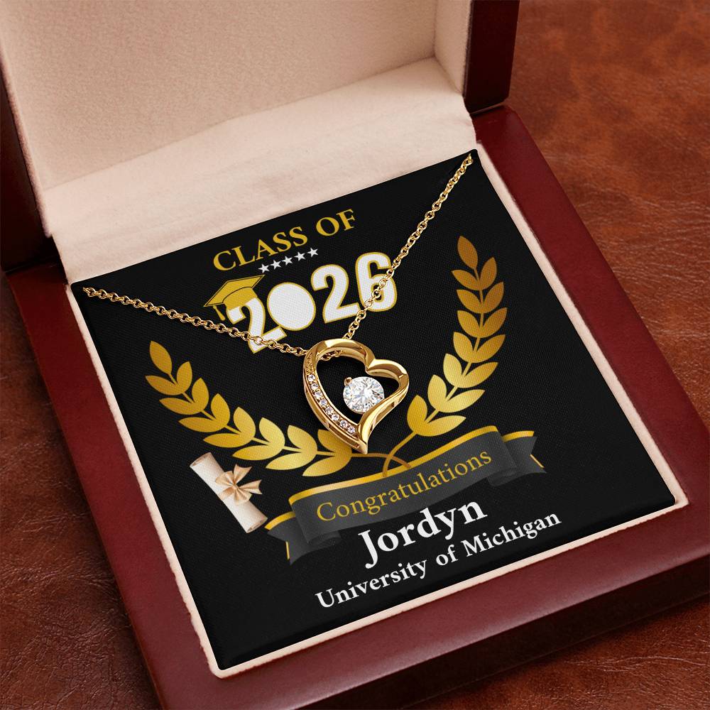 Personalized Graduation Necklace Gift for Her, Class of 2026 Senior Gift, Congrats Graduate Keepsake Necklace