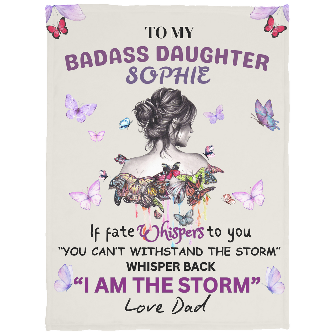 Personalized To My Daughter " I AM THE STORM" Plush Fleece/Sherpa Blanket