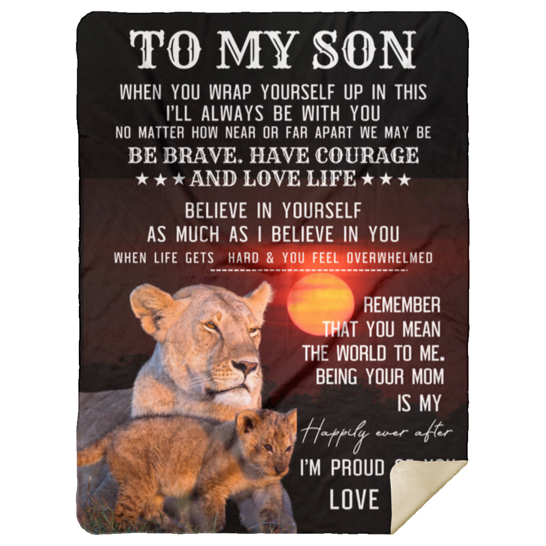 To My Son "Be Brave" Fleece/Sherpa Cozy Blanket!