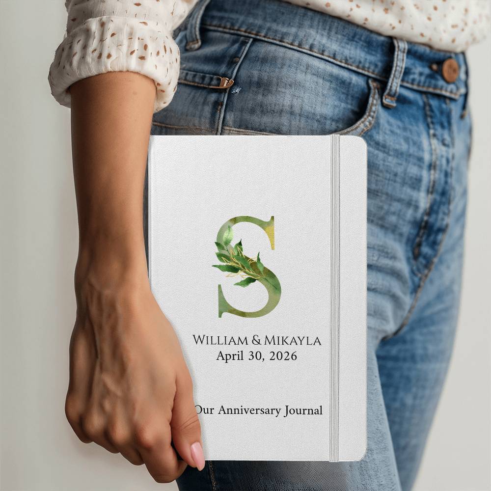 Personalized Anniversary Journal for Couples – Custom Initial & Names Journal – Romantic Keepsake Gift for Him or Her