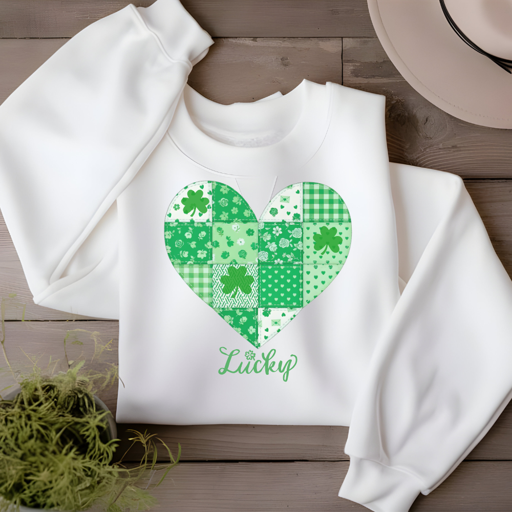 St. Patrick's Day Sweatshirt, Women's Clover Heart Design, Cozy Spring Fashion Gift