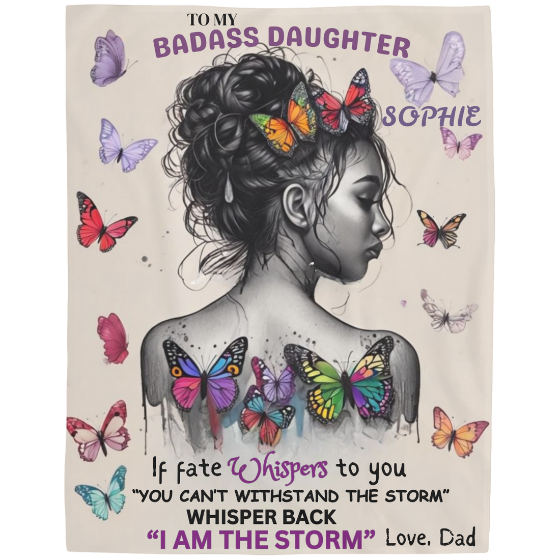 Personalized To My Badass Daughter Blanket - Empowering Gift For Daughter From Dad