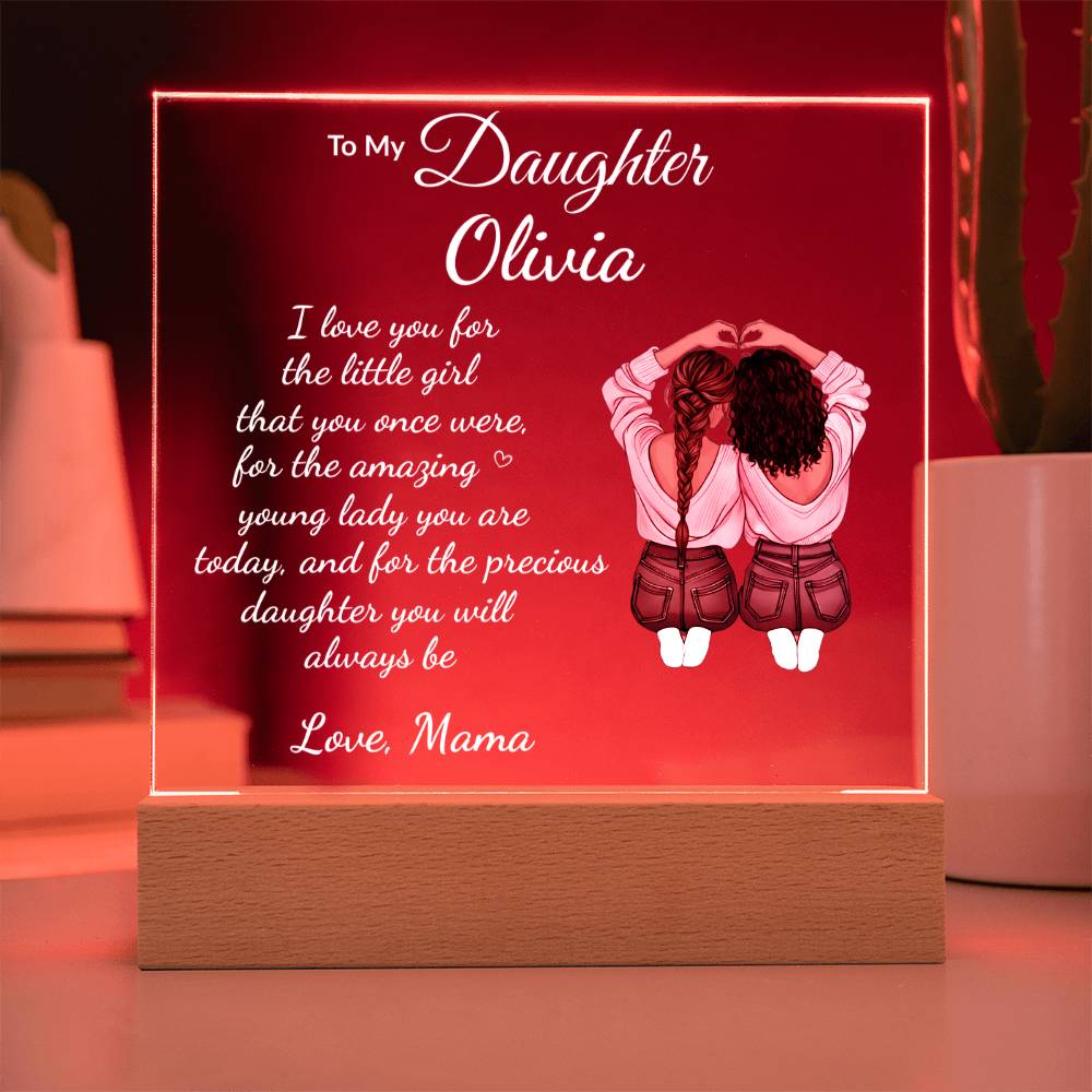 Personalized Acrylic Plaque with LED Base, Customizable Gift for Daughter, Premium Acrylic Nite Light