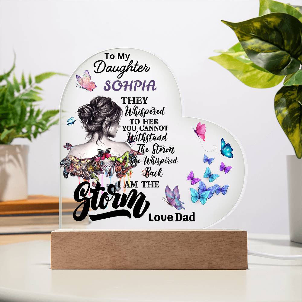 Personalized To My Badass Daughter Acrylic Nite Lite - Empowering Gift for Daughter from Dad or Mom