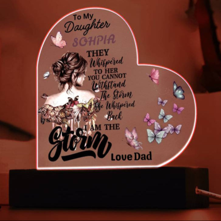 Personalized To My Badass Daughter Acrylic Nite Lite - Empowering Gift for Daughter from Dad or Mom