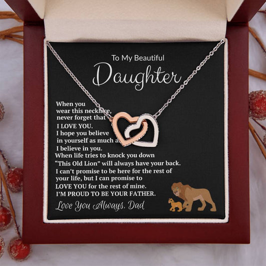 Interlocking Hearts Necklace Gift for Daughter, Heart Pendant Necklace