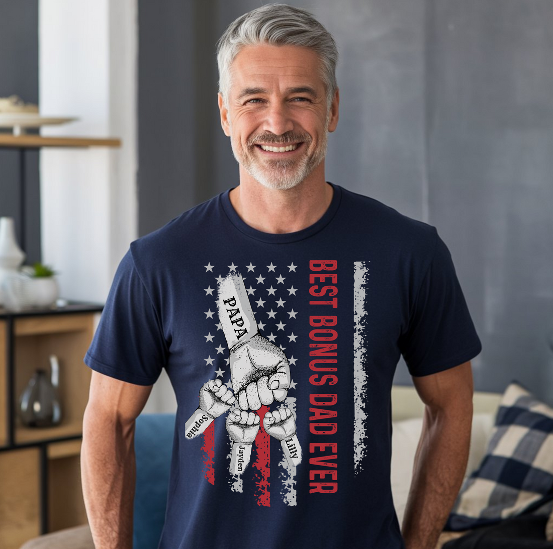 Personalized Best Bonus Dad Raised Fist Bump Shirt!