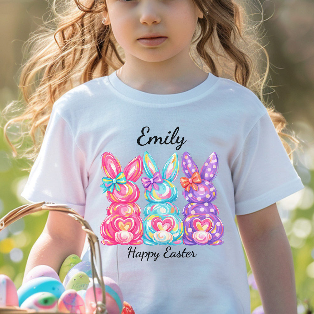 Personalized Easter Toddler Shirt, Custom Name Bunny Tee, Soft Cotton Kids T-Shirt, Easter Gift for Toddlers, Spring Fun Clothing