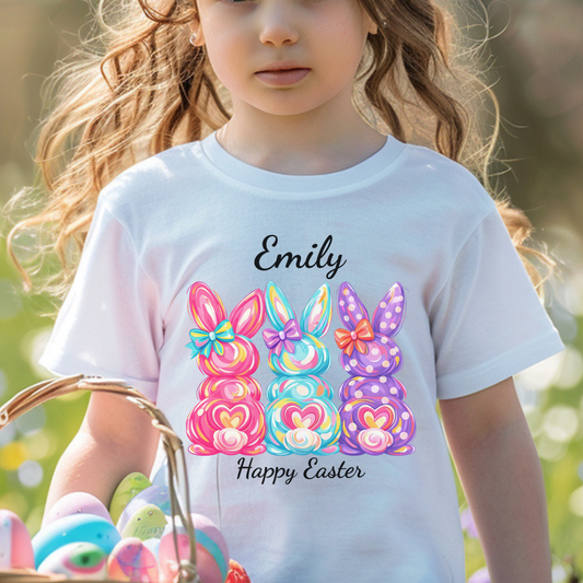 Personalized Easter Toddler Shirt, Custom Name Bunny Tee, Soft Cotton Kids T-Shirt, Easter Gift for Toddlers, Spring Fun Clothing
