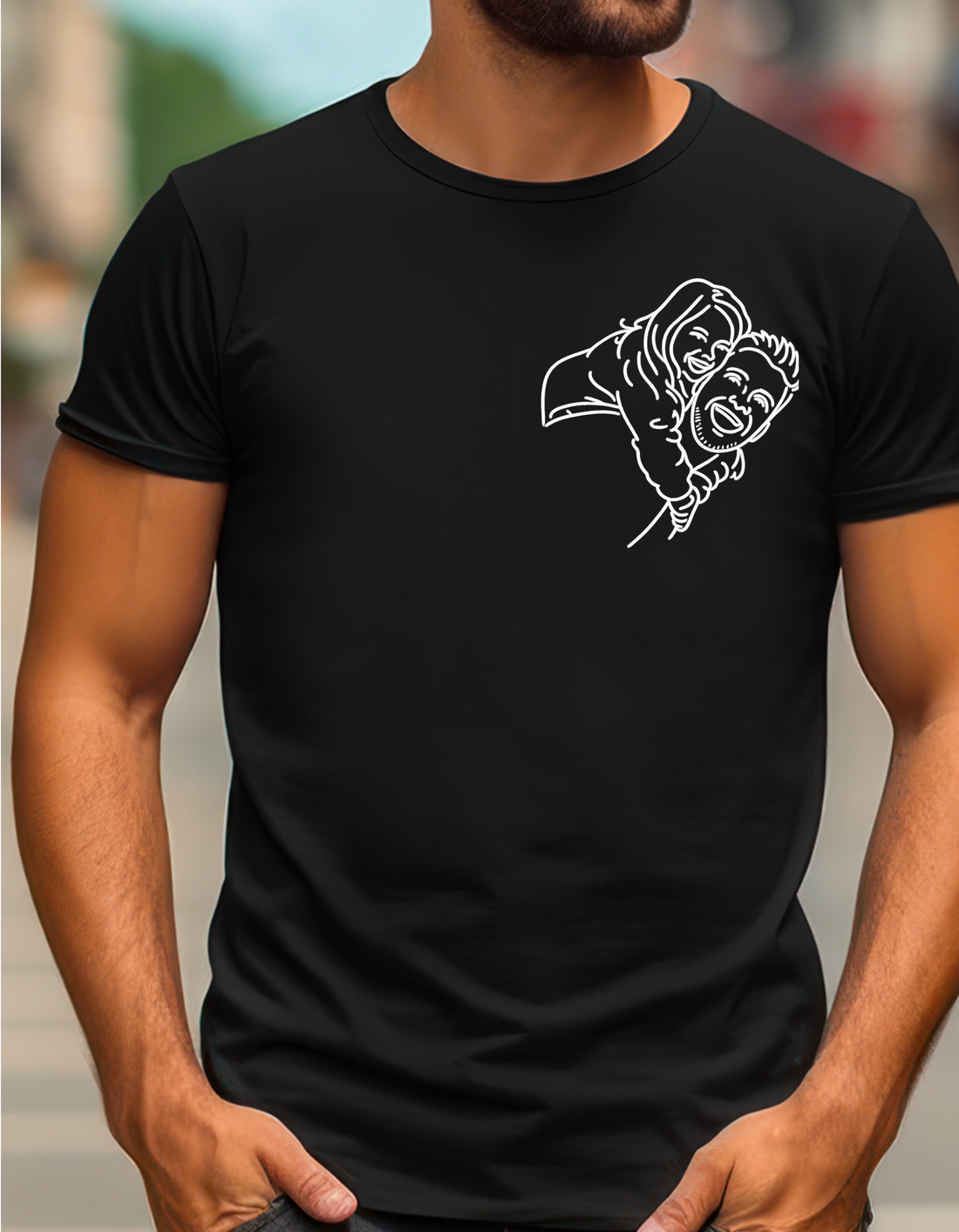 Custom Photo Shirt For Dad Father's Day Gift, Line Art T-Shirt, Dad and Baby Tee, Personalized Gift for Dad