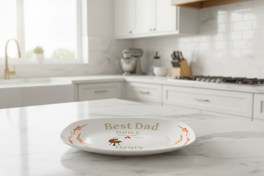 Personalized Grill Master Dad Platter – Custom BBQ Dad Gift with Name & Date – Father’s Day Serving Tray for Dad, Husband, Grandpa
