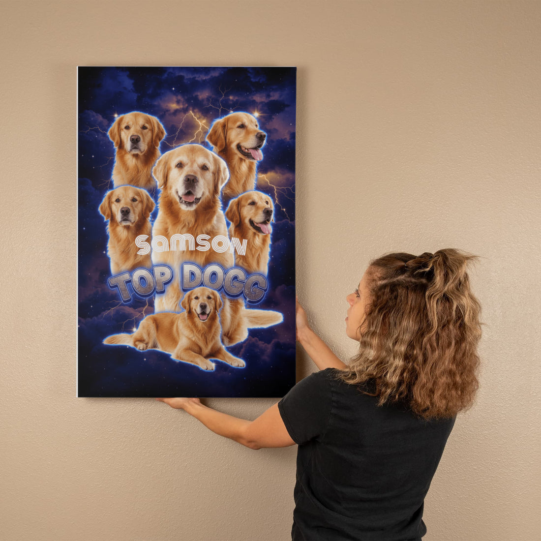 Custom Pet Portrait Canvas – Personalized Dog & Cat Wall Art | Bootleg Style Pet Collage | Unique Gift for Pet Lovers