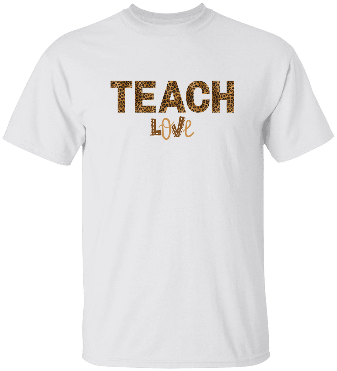 Teach Love Leopard Print Teacher Shirt – Cute Teacher Appreciation T-Shirt, Classroom Gift for Teachers, Back to School Teacher Tee