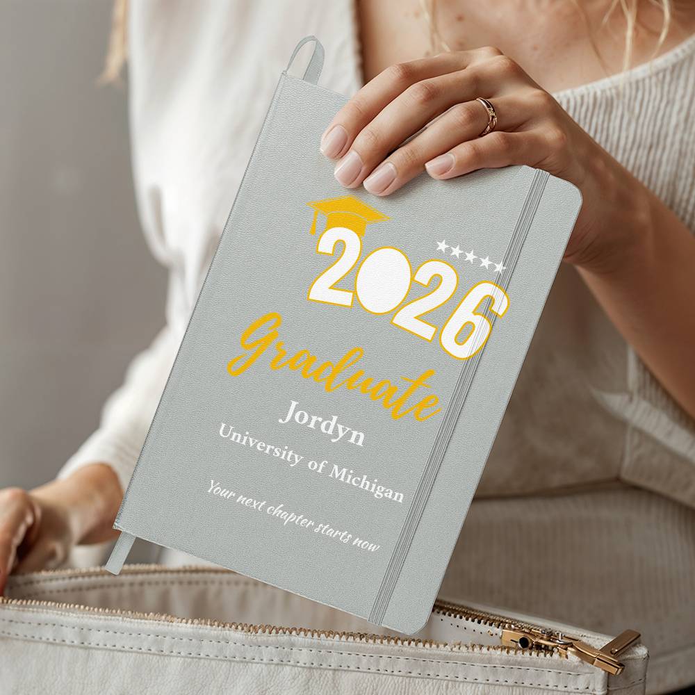 Personalized Graduation Journal – Custom Class of 2026 Notebook – Graduate Gift with Name & School – Senior Keepsake Ambassador Bound Journal