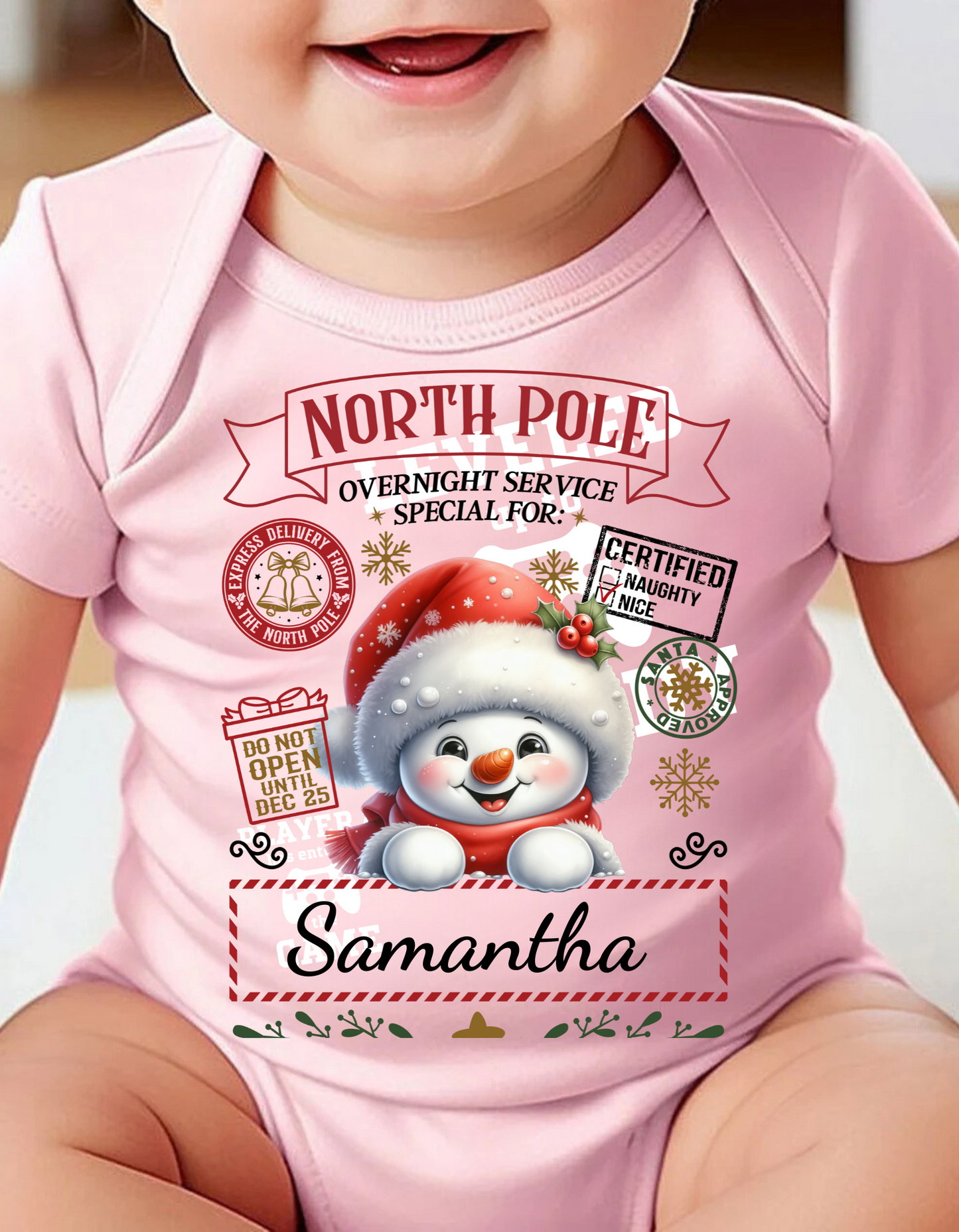 Personalized" North Pole Overnight Service" Youth and Infant T-Shirt