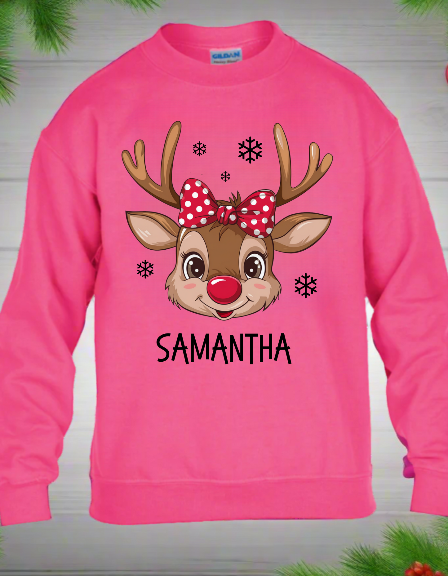 Personalized Christmas Reindeer for Kids Sweatshirt