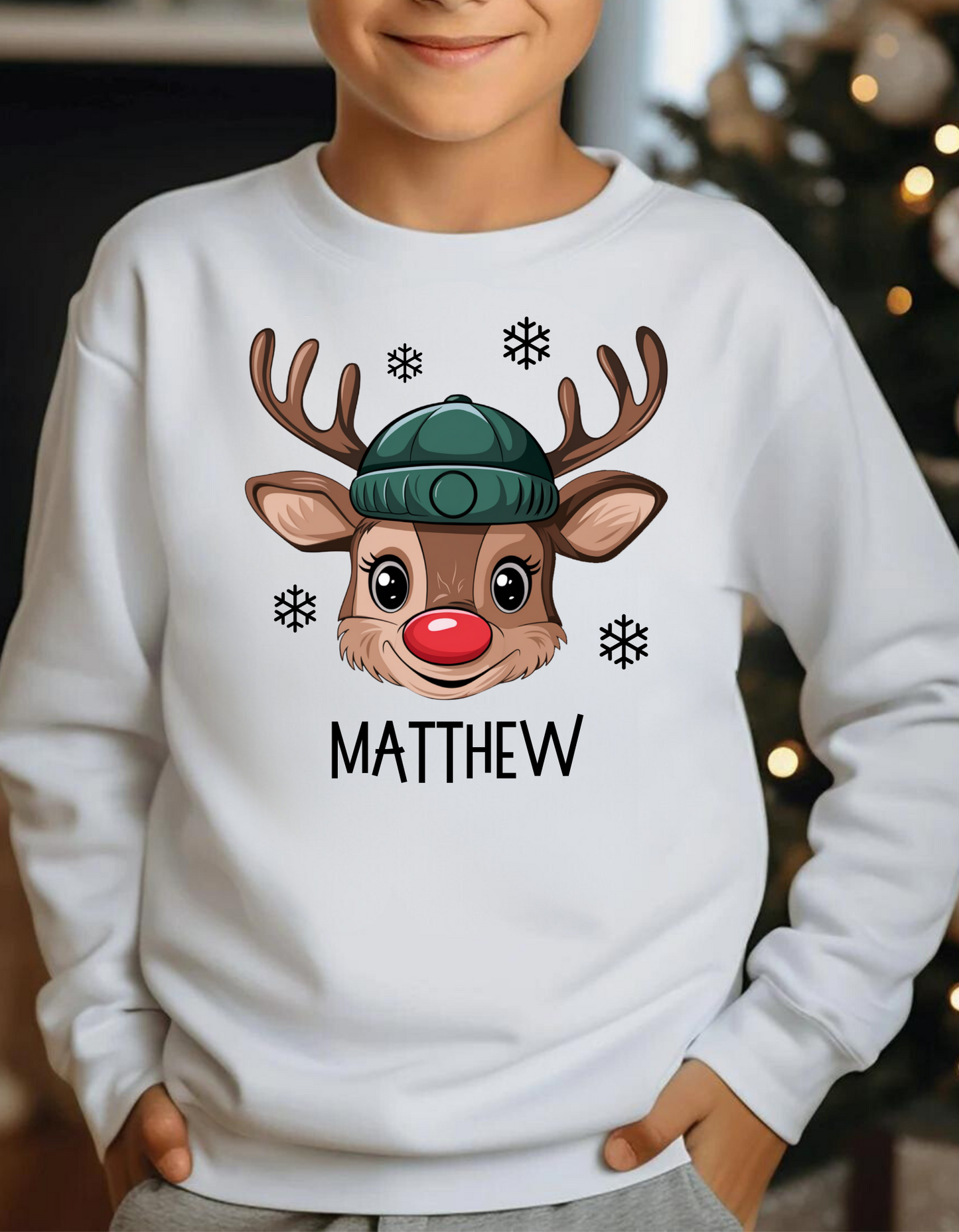 Personalized Christmas Reindeer for Kids Sweatshirt!