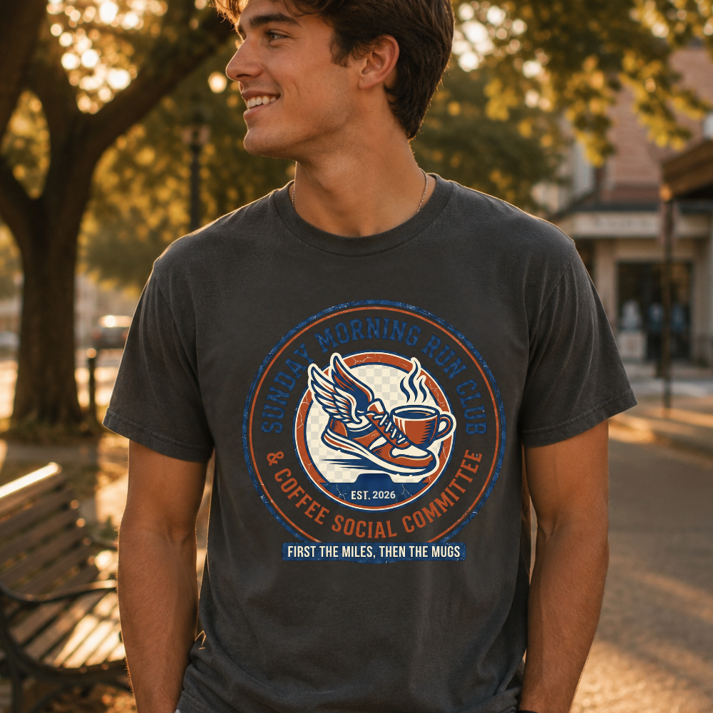Personalized Sunday Morning Run Club T-Shirt | Custom Running Club Year | Comfort Colors | Coffee Runner Shirt | Running Group Gift