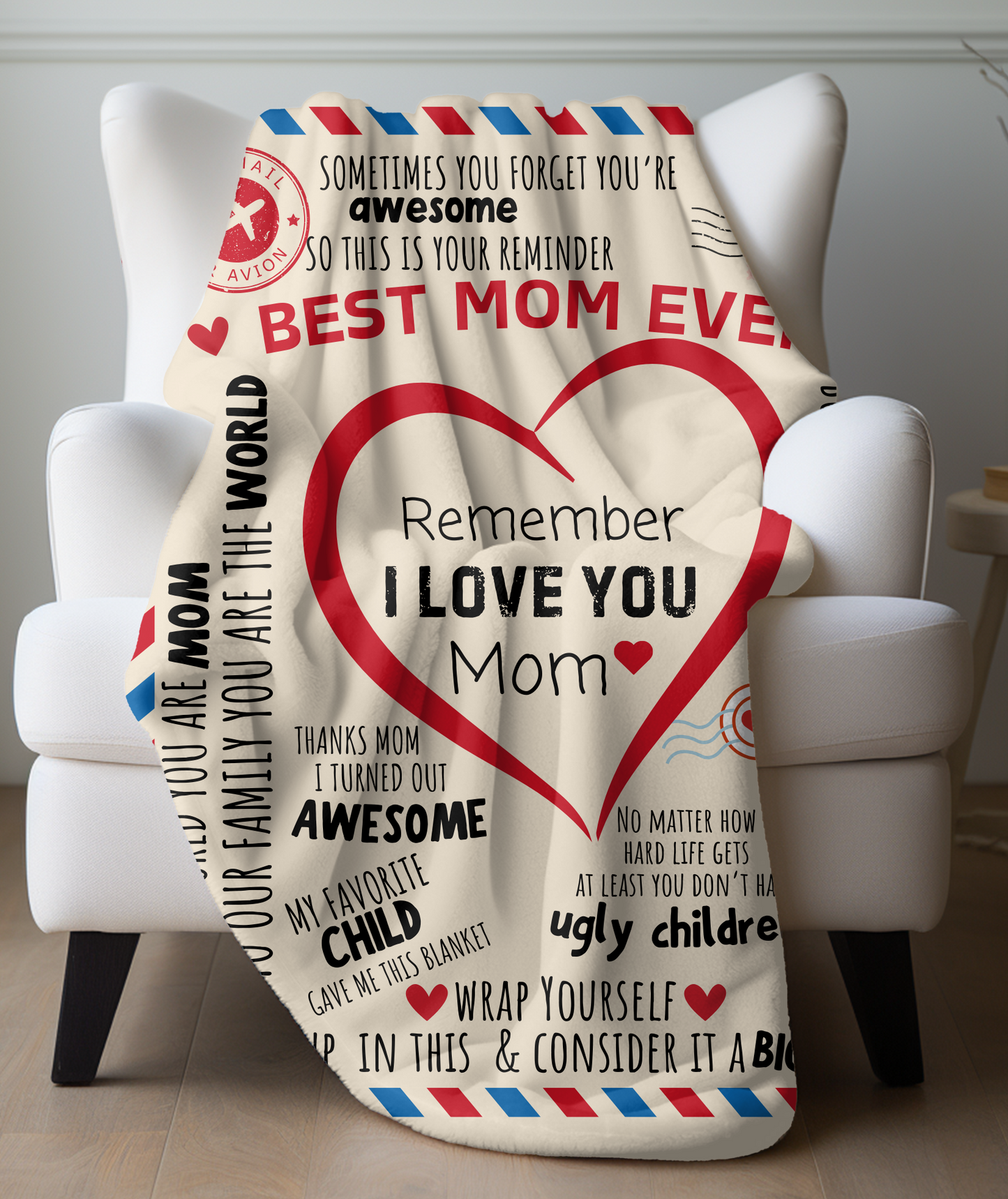 Plush "Best Mom Ever"Cozy Fleece Blankets Ideal for Snuggling!